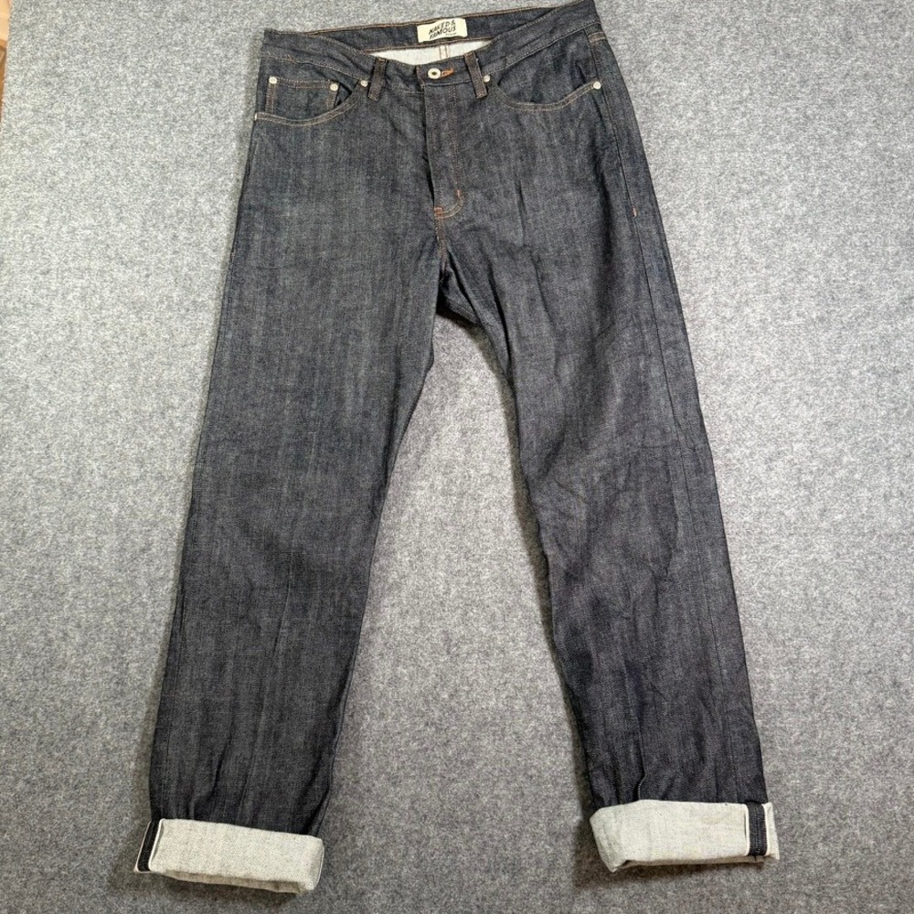 Naked & Famous True Guy Stretch Selvedge Indigo Raw Denim Jeans 34x33 Workwear